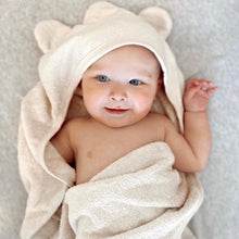 Load image into Gallery viewer, Lilla Hjartat Hooded towel | Wheat towel baby towel personalised towel hooded towl bath bath time
